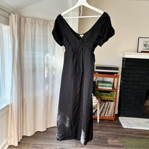 Chan Luu Black Silk Midi Dress